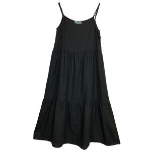 Urban Renewal Black Tiered Midi Dress Medium Boho Western Hippie Basic Summer